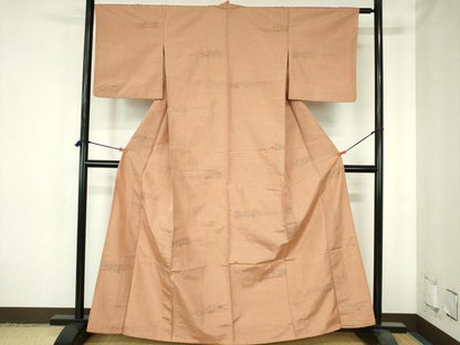 平和屋着物▽上質な紬　単衣　風景文　正絹　逸品　DABH0654op