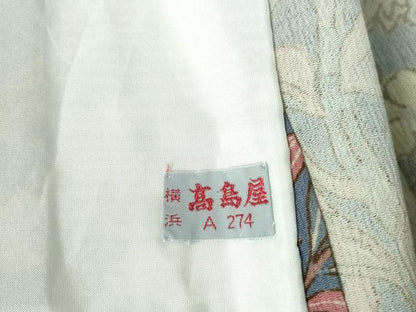 平和屋着物▽上質な小紋　単衣　更紗花文　高島屋扱い　DABH0658op