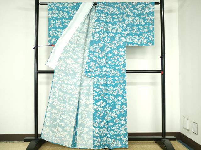 平和屋着物▽上質な小紋　単衣　草花松文　正絹　逸品　未使用　DABH0659op