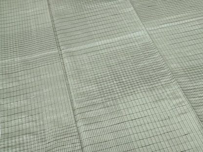 平和屋着物▽上質な紬 　単衣　 変わり格子　正絹　逸品　未使用　DABH0660op