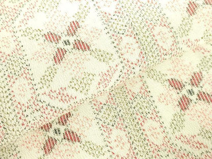 平和屋着物▽上質なお召　単衣　蜀江花文　正絹　逸品　DABH0661op