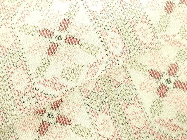 平和屋着物▽上質なお召　単衣　蜀江花文　正絹　逸品　DABH0661op