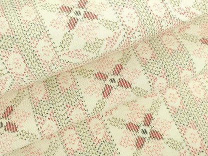 平和屋着物▽上質なお召　単衣　蜀江花文　正絹　逸品　DABH0661op