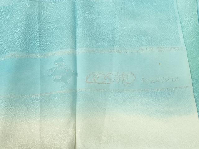 平和屋着物▽上質な小紋　単衣　舞蝶地紋　暈し染め　反端付き　正絹　逸品　DABH0662op