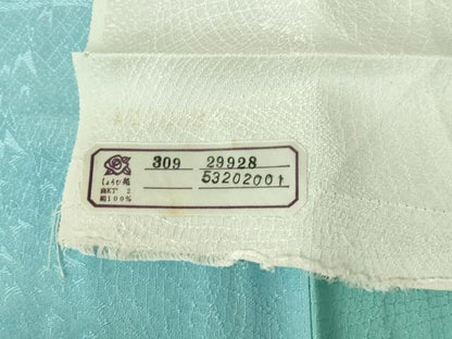 平和屋着物▽上質な小紋　単衣　舞蝶地紋　暈し染め　反端付き　正絹　逸品　DABH0662op