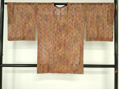 平和屋着物▽道行コート　スリーシーズン　春夏秋　塵除け　抽象間道　正絹　逸品　DABH0663op