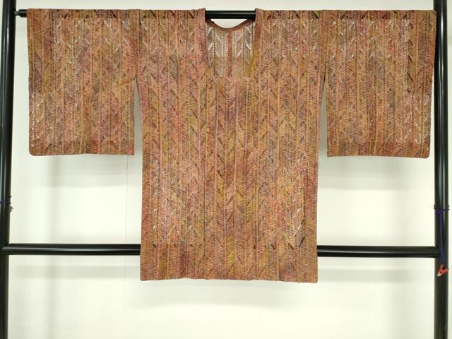 平和屋着物▽道行コート　スリーシーズン　春夏秋　塵除け　抽象間道　正絹　逸品　DABH0663op