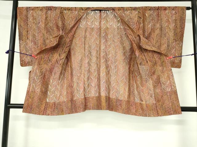平和屋着物▽道行コート　スリーシーズン　春夏秋　塵除け　抽象間道　正絹　逸品　DABH0663op