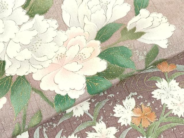 平和屋着物▽訪問着　単衣　草花　暈し染め　金彩　正絹　逸品　DABH0668op