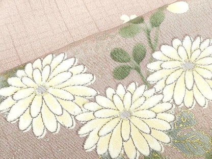 平和屋着物▽訪問着　単衣　草花　暈し染め　金彩　正絹　逸品　DABH0668op