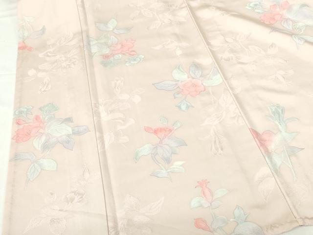 平和屋着物▽上質な小紋　単衣　地紋起こし　草花　正絹　逸品　DABH0669op
