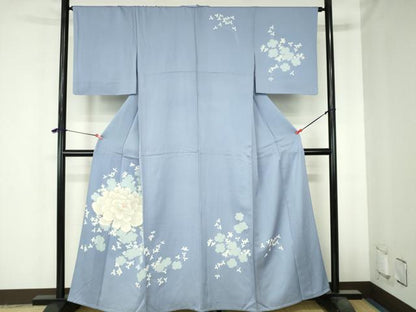 平和屋着物▽訪問着　単衣　牡丹　金彩　正絹　逸品　DABH0673op