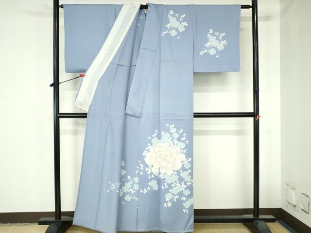 平和屋着物▽訪問着　単衣　牡丹　金彩　正絹　逸品　DABH0673op