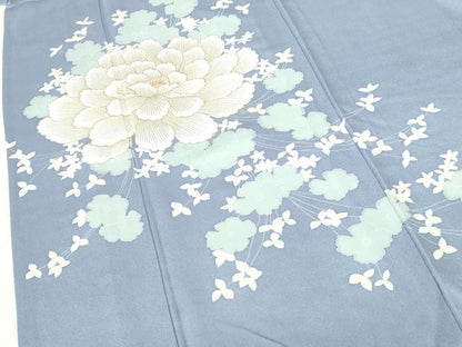 平和屋着物▽訪問着　単衣　牡丹　金彩　正絹　逸品　DABH0673op