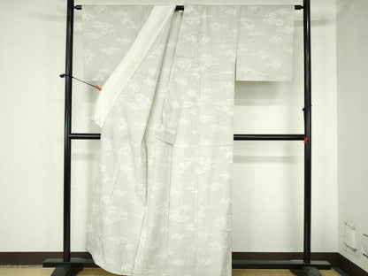 平和屋着物▽本塩沢　単衣　芝花文　酒井織物謹製　証紙付き　正絹　逸品　DABH0675op