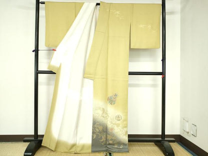 平和屋着物●訪問着　螺鈿　鳳凰花丸文　暈し染め　金銀彩　正絹　逸品　DABH0676op
