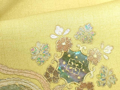 平和屋着物●訪問着　螺鈿　鳳凰花丸文　暈し染め　金銀彩　正絹　逸品　DABH0676op