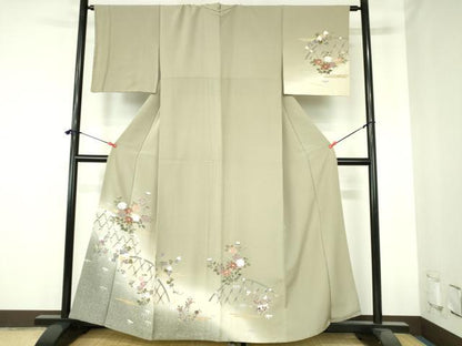 平和屋着物●訪問着　籬花文　暈し染め　金彩　正絹　逸品　DABH0677op