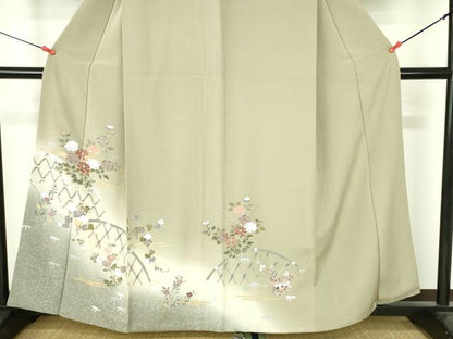 平和屋着物●訪問着　籬花文　暈し染め　金彩　正絹　逸品　DABH0677op