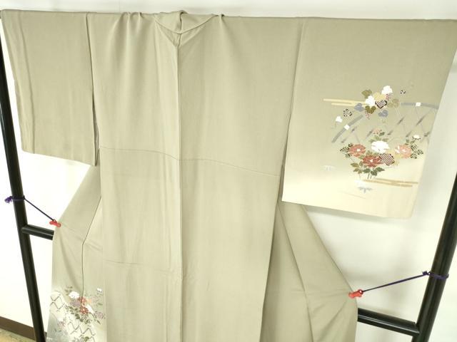 平和屋着物●訪問着　籬花文　暈し染め　金彩　正絹　逸品　DABH0677op