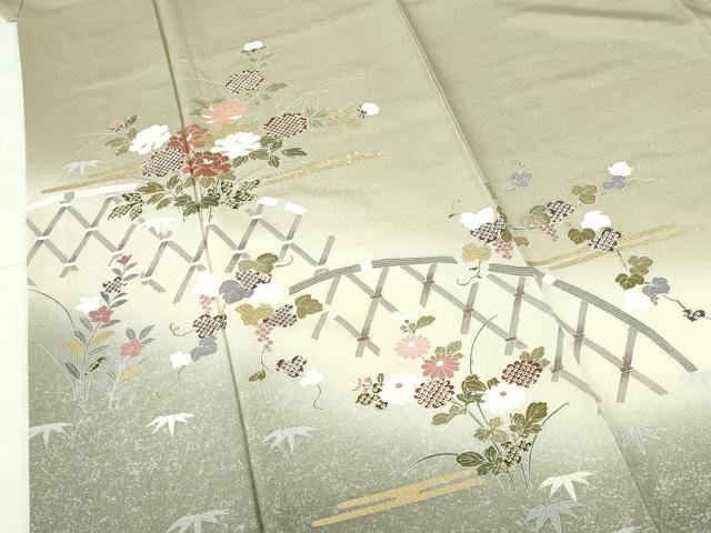 平和屋着物●訪問着　籬花文　暈し染め　金彩　正絹　逸品　DABH0677op
