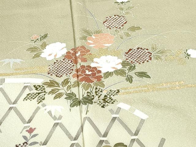 平和屋着物●訪問着　籬花文　暈し染め　金彩　正絹　逸品　DABH0677op