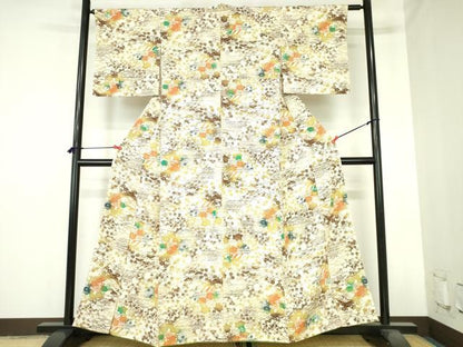 平和屋着物●上質な小紋　型染　流水花文　正絹　逸品　DABH0678op