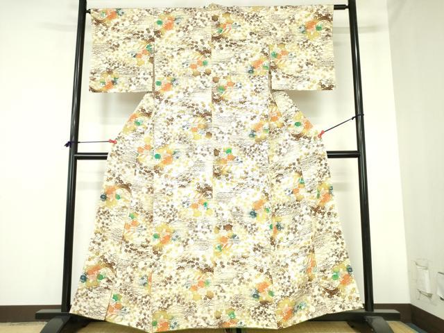 平和屋着物●上質な小紋　型染　流水花文　正絹　逸品　DABH0678op