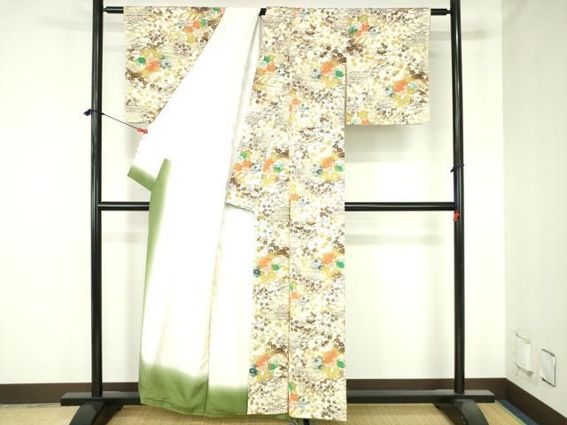 平和屋着物●上質な小紋　型染　流水花文　正絹　逸品　DABH0678op