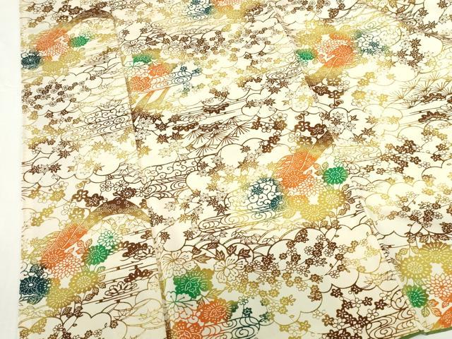 平和屋着物●上質な小紋　型染　流水花文　正絹　逸品　DABH0678op
