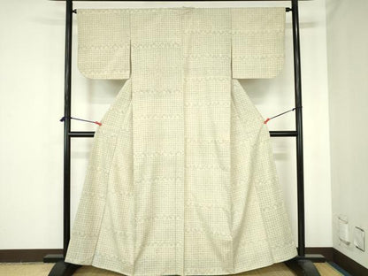 平和屋着物●上質な紬　幾何学文様　正絹　逸品　DABH0682op