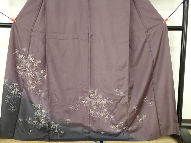 平和屋着物●訪問着　紬地　草葉文　暈し染め　正絹　逸品　DABH0683op