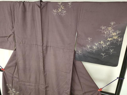 平和屋着物●訪問着　紬地　草葉文　暈し染め　正絹　逸品　DABH0683op