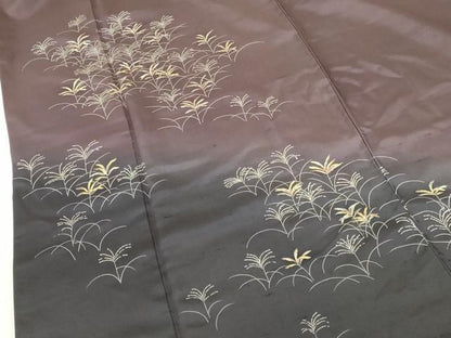 平和屋着物●訪問着　紬地　草葉文　暈し染め　正絹　逸品　DABH0683op
