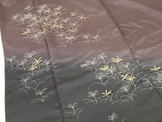 平和屋着物●訪問着　紬地　草葉文　暈し染め　正絹　逸品　DABH0683op