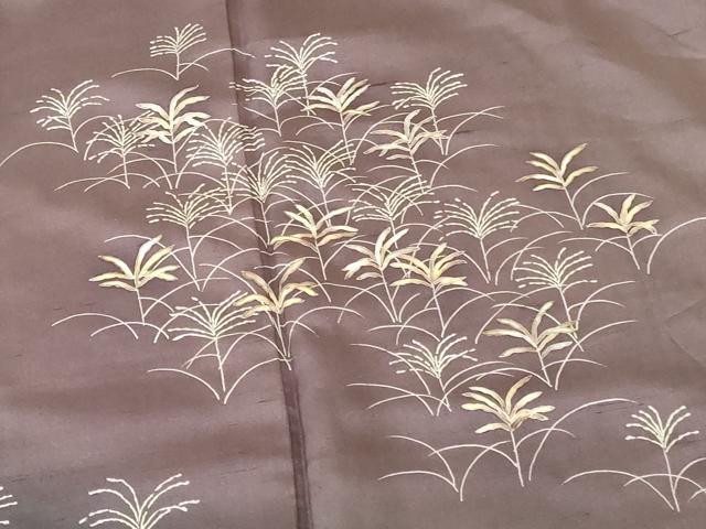 平和屋着物●訪問着　紬地　草葉文　暈し染め　正絹　逸品　DABH0683op