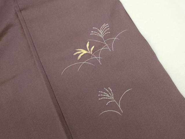 平和屋着物●訪問着　紬地　草葉文　暈し染め　正絹　逸品　DABH0683op