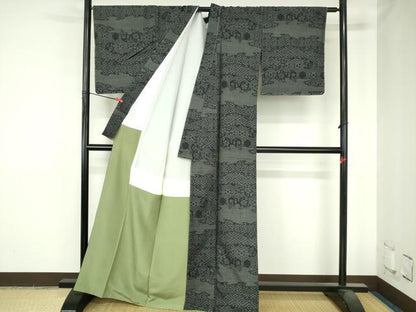 平和屋着物●結城紬　100亀甲　亀甲花文　正絹　逸品　未使用　DABH0687op