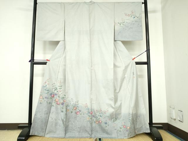 平和屋着物●京友禅の巨匠・頼田勉 臈纈染手描友禅　本場大島紬　訪問着　草苑　暈し染め　正絹　逸品　DABH0688op