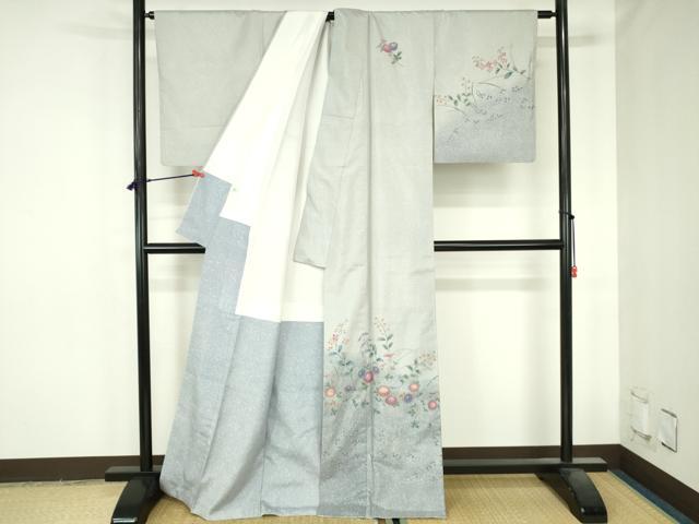 平和屋着物●京友禅の巨匠・頼田勉 臈纈染手描友禅　本場大島紬　訪問着　草苑　暈し染め　正絹　逸品　DABH0688op