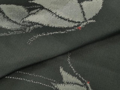 平和屋着物●上質な紬　舞蝶文　背抜き仕立て　正絹　逸品　DABH0689op