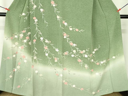 平和屋着物●訪問着　枝垂れ花　暈し染め　金彩　正絹　逸品　DABH0690op