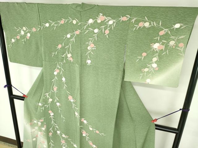 平和屋着物●訪問着　枝垂れ花　暈し染め　金彩　正絹　逸品　DABH0690op