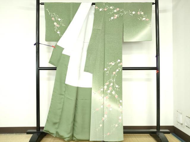 平和屋着物●訪問着　枝垂れ花　暈し染め　金彩　正絹　逸品　DABH0690op