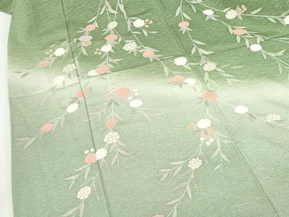 平和屋着物●訪問着　枝垂れ花　暈し染め　金彩　正絹　逸品　DABH0690op