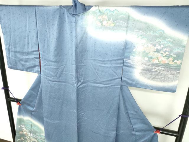 平和屋着物●訪問着　絞り　風景花文　暈し染め　ロング丈　正絹　逸品　DABH0691op