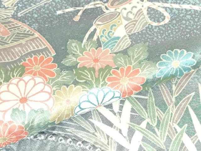 平和屋着物●訪問着　絞り　風景花文　暈し染め　ロング丈　正絹　逸品　DABH0691op