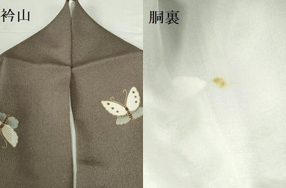 平和屋着物●上質な小紋　舞蝶文　金彩　鬼しぼ縮緬　ロング丈　正絹　逸品　DABH0692op