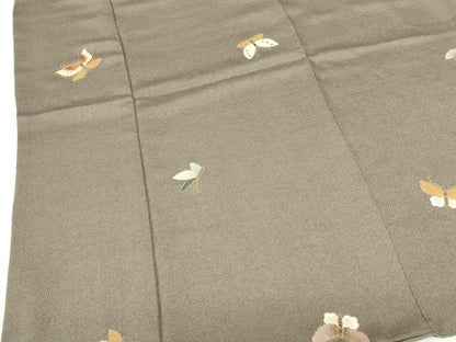 平和屋着物●上質な小紋　舞蝶文　金彩　鬼しぼ縮緬　ロング丈　正絹　逸品　DABH0692op