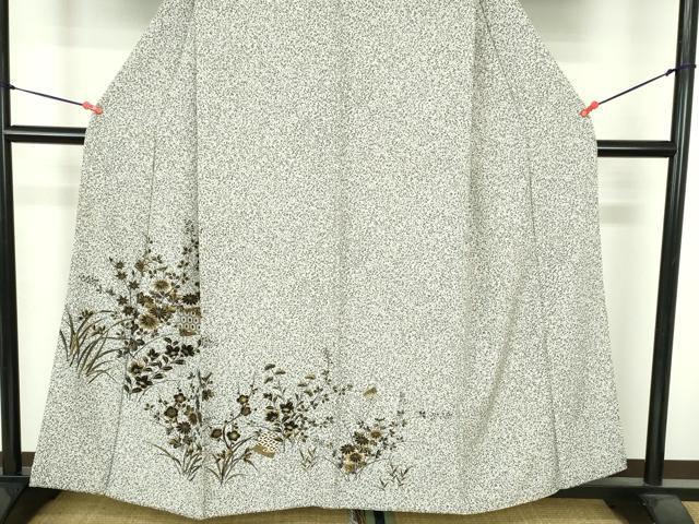 平和屋着物●訪問着　草花　たたき染め　金彩　正絹　逸品　DABH0694op